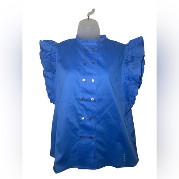 Harshman New NWT 100% Cotton Blue Short Sleeve Estel Top Size Small - Picture 1 of 5